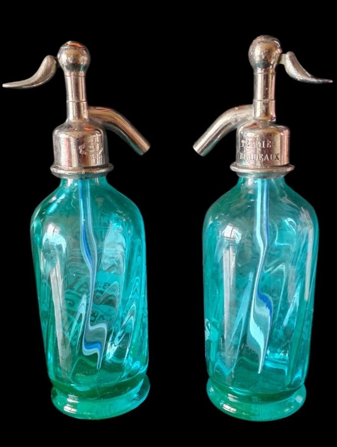 Pair Of Half Bar Siphon In Turquoise Blue Bistrot De Bordeaux-photo-2