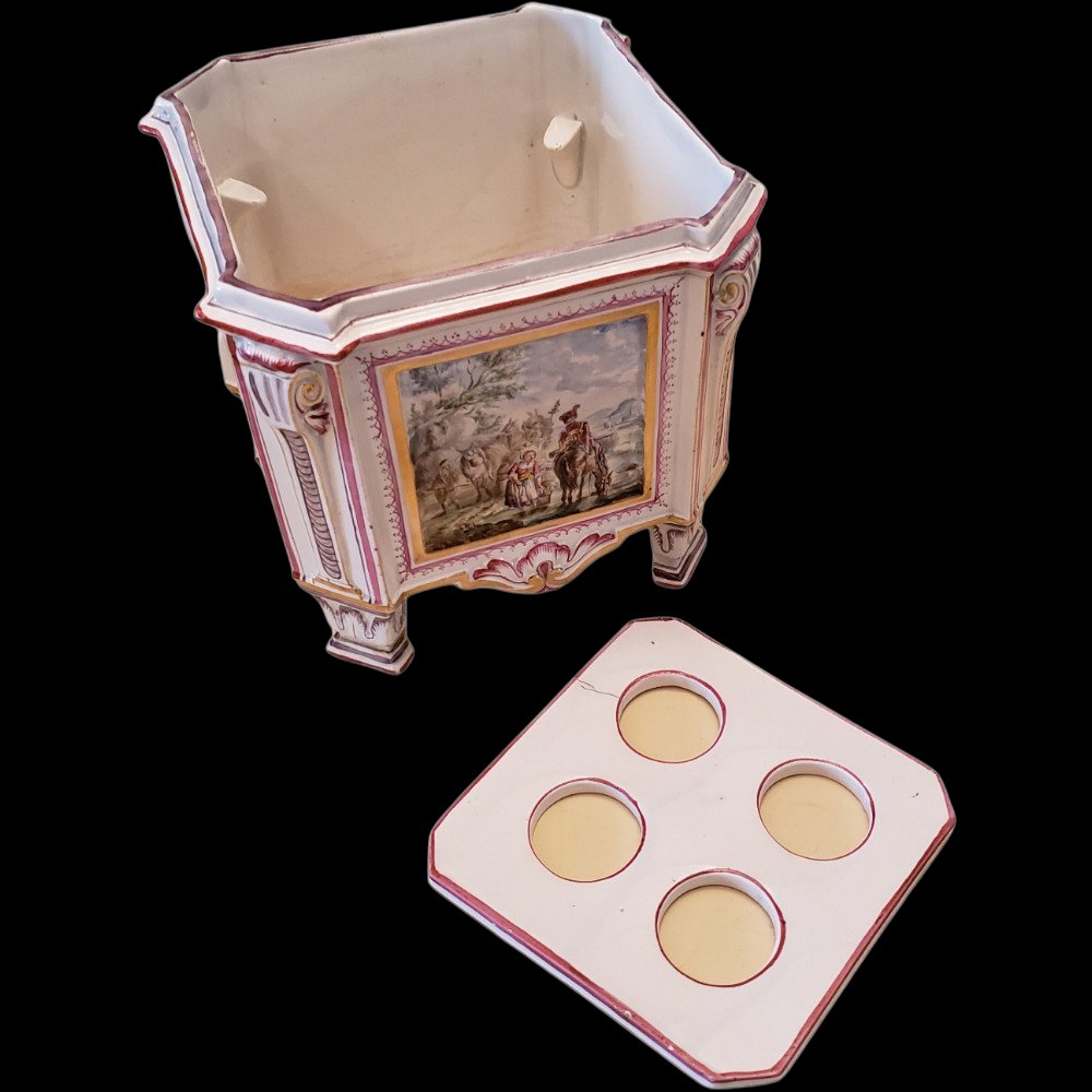 Jardiniere A Oignons Pique Fleurs Bouquetiere Marseille Earthenware Widow Perrin-photo-6