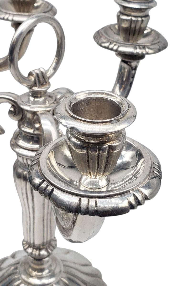 Paire De Candélabres Bronze Argenté Circa 1940 -photo-2