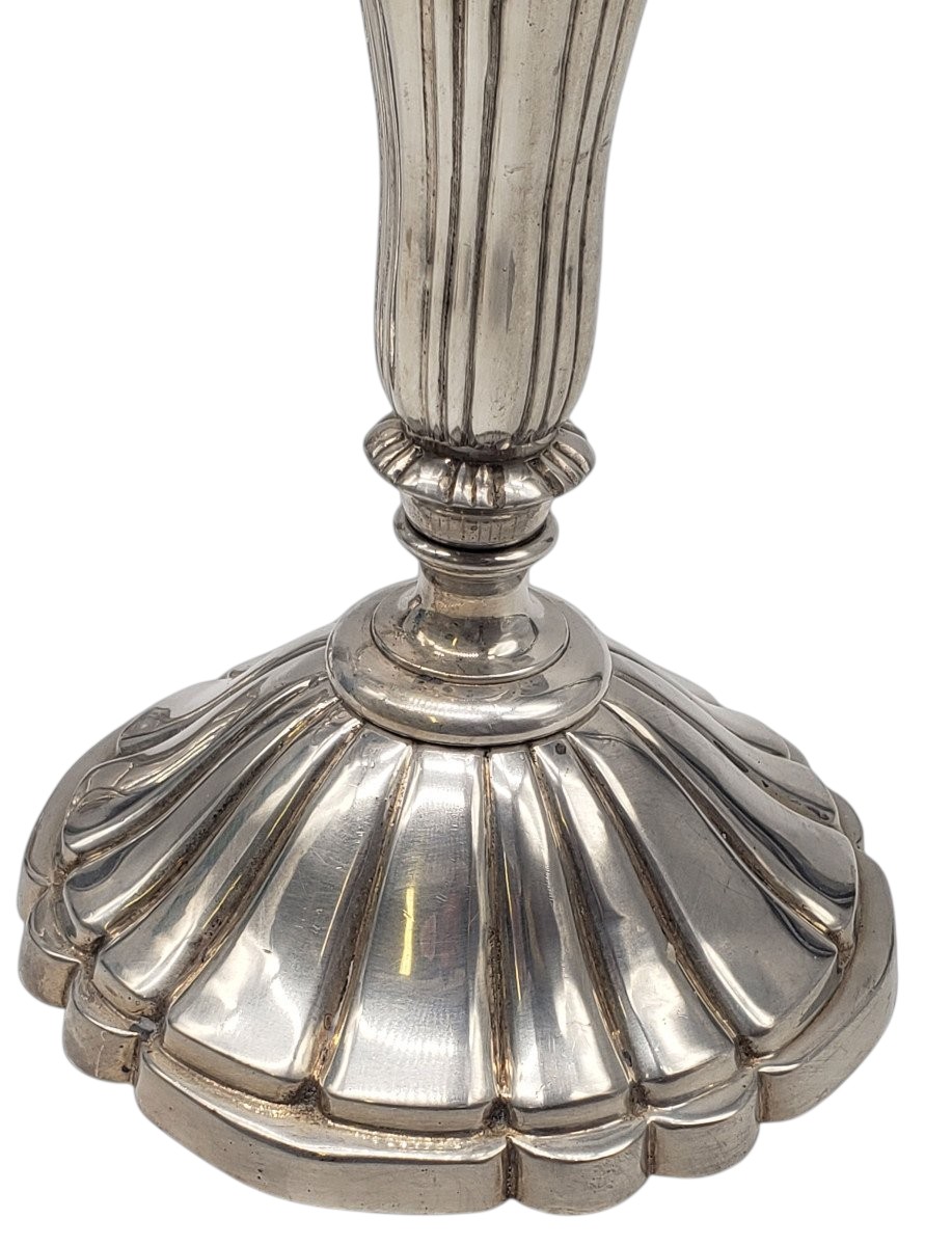 Paire De Candélabres Bronze Argenté Circa 1940 -photo-3