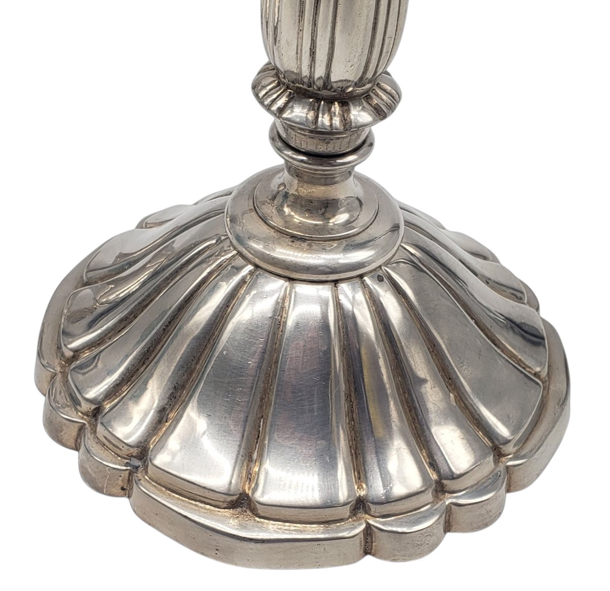 Paire De Candélabres Bronze Argenté Circa 1940 -photo-4