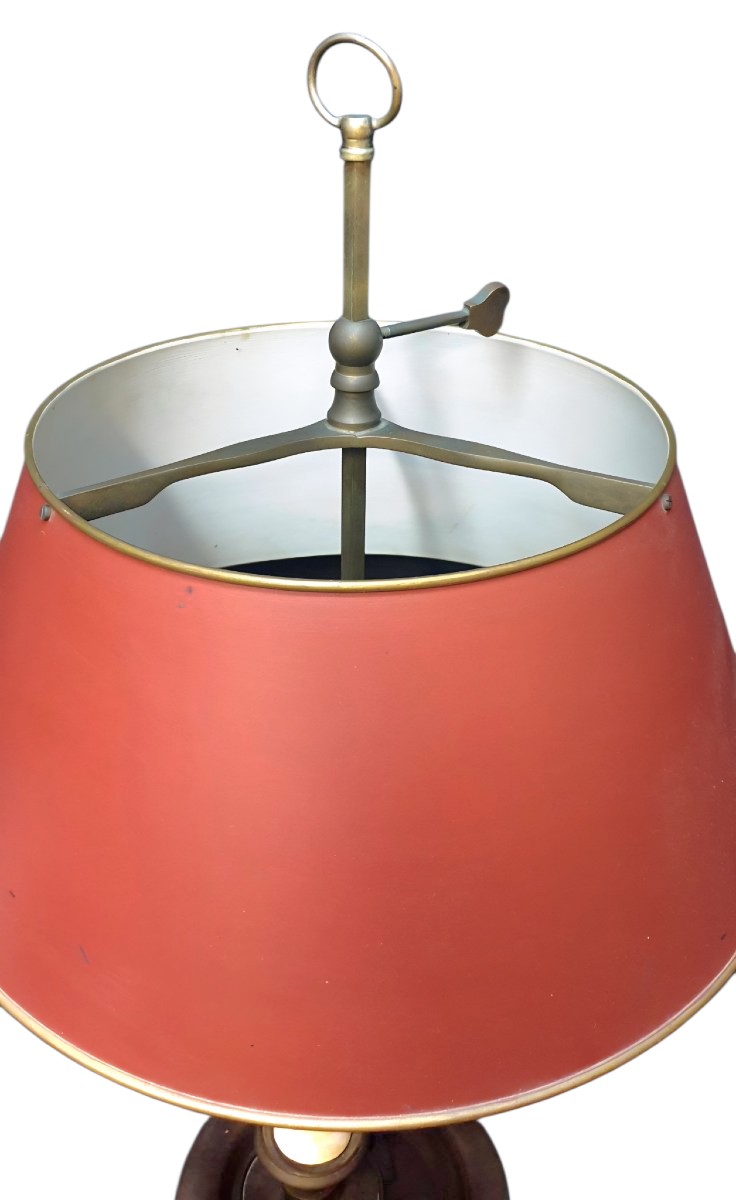 Empire Three-light Hot-water Bottle Lamp Bronze Patina Medal Sheet Metal Shade-photo-3