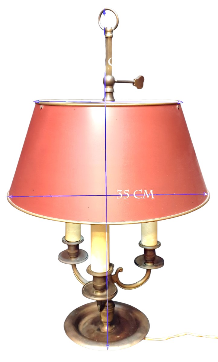 Empire Three-light Hot-water Bottle Lamp Bronze Patina Medal Sheet Metal Shade-photo-1