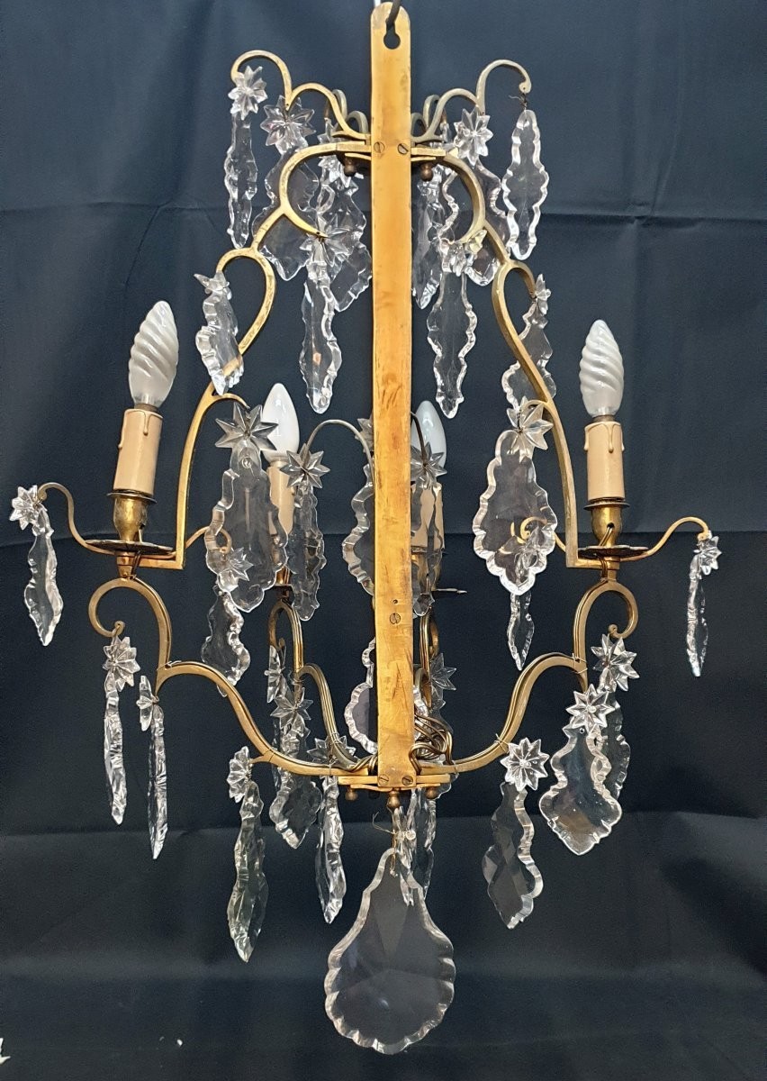 Pair Of Louis XV Four-light Bronze And Crystal Sconces, Late 18th Century-photo-4