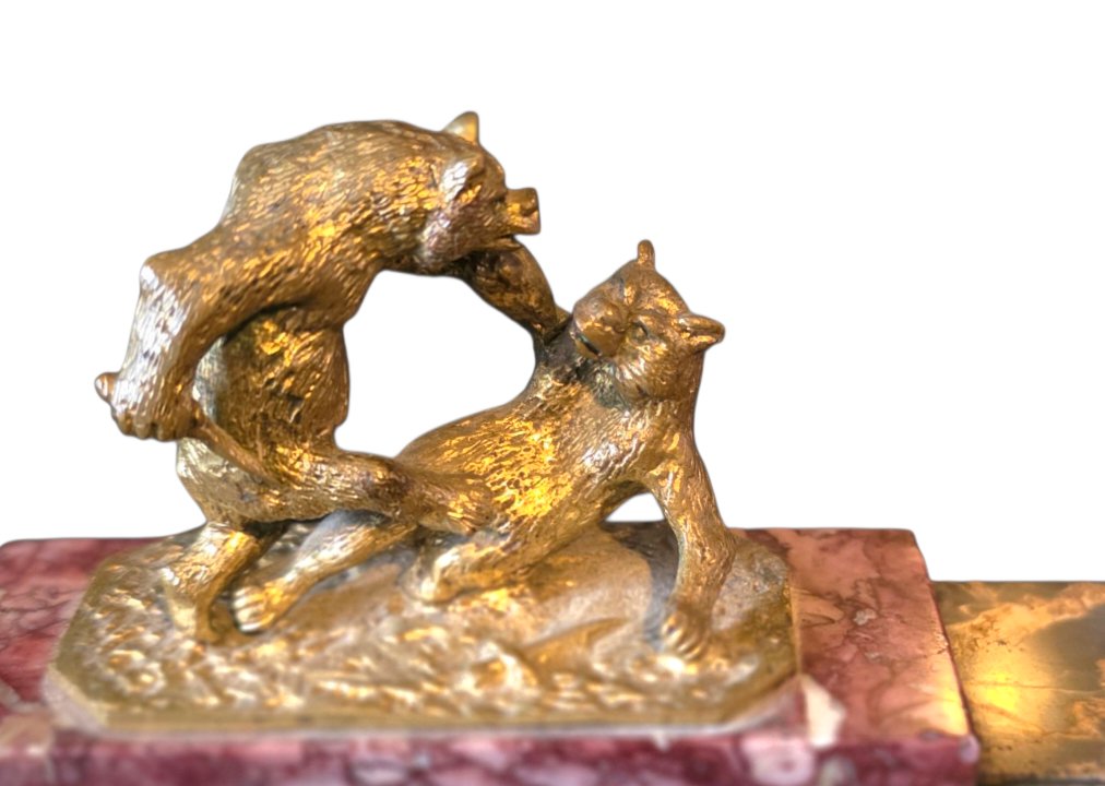 Christophe Fratin circa 1930 pendule pendulette et bronze doré signé fratin -photo-4