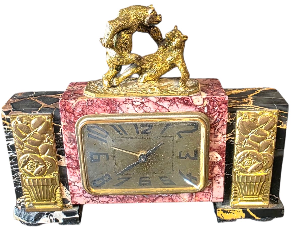 Christophe Fratin circa 1930 pendule pendulette et bronze doré signé fratin 