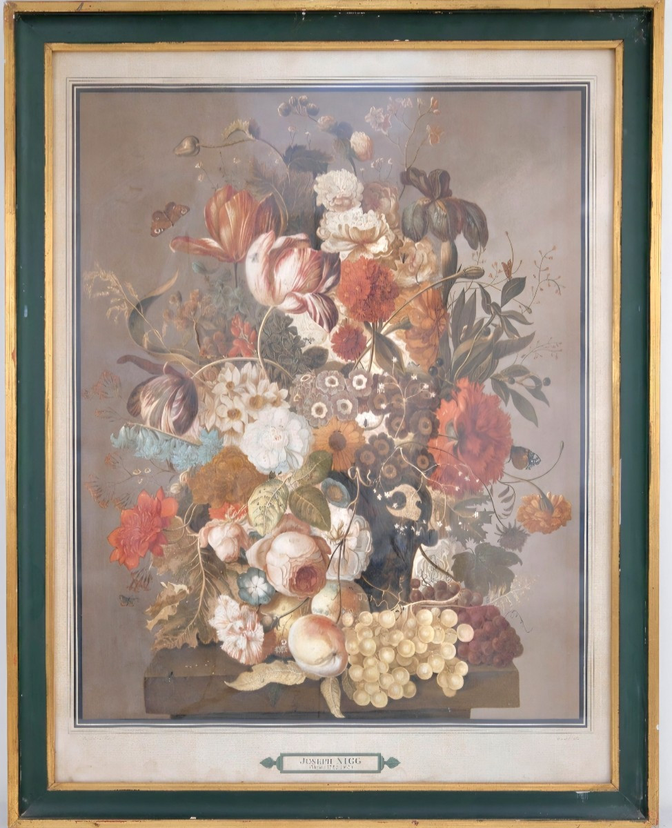Nigg Joseph Vienne Bouquet Of Flowers And Nest Pair Of Color Lithographs-photo-2