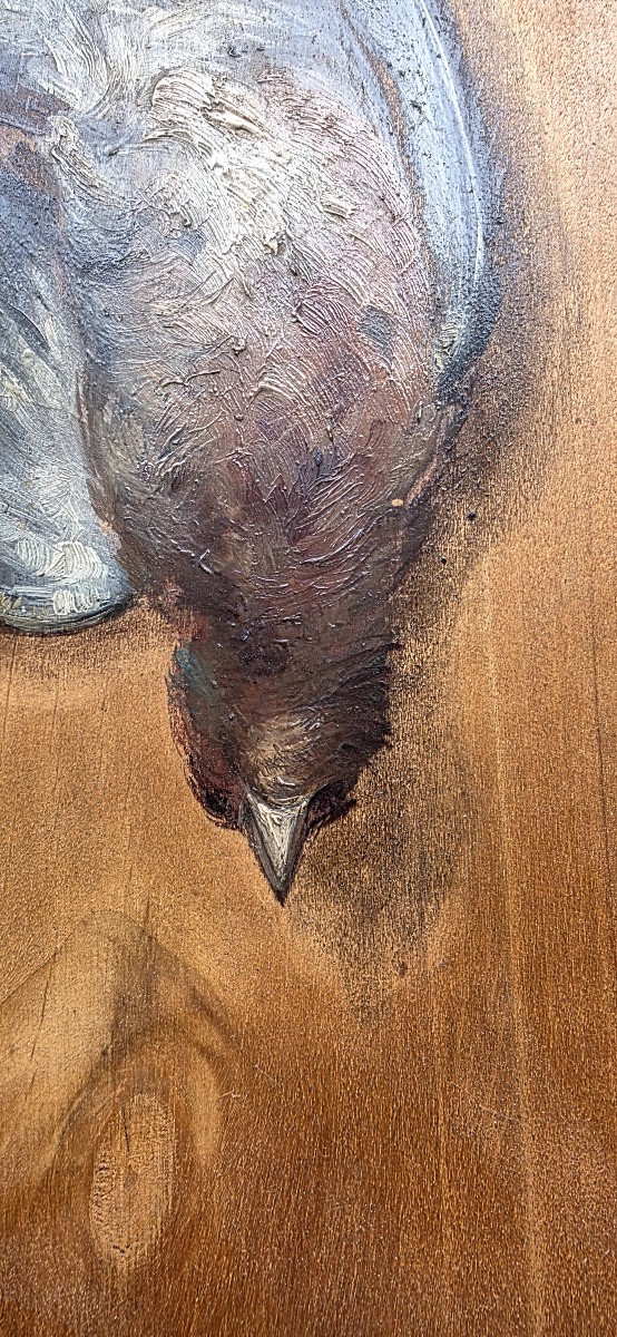 Oil On Trompe l'Oeil Panel Signed Marie 1880-photo-2