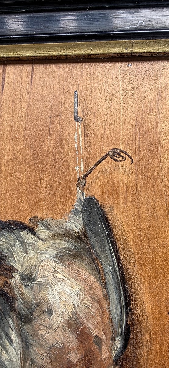 Oil On Trompe l'Oeil Panel Signed Marie 1880-photo-3