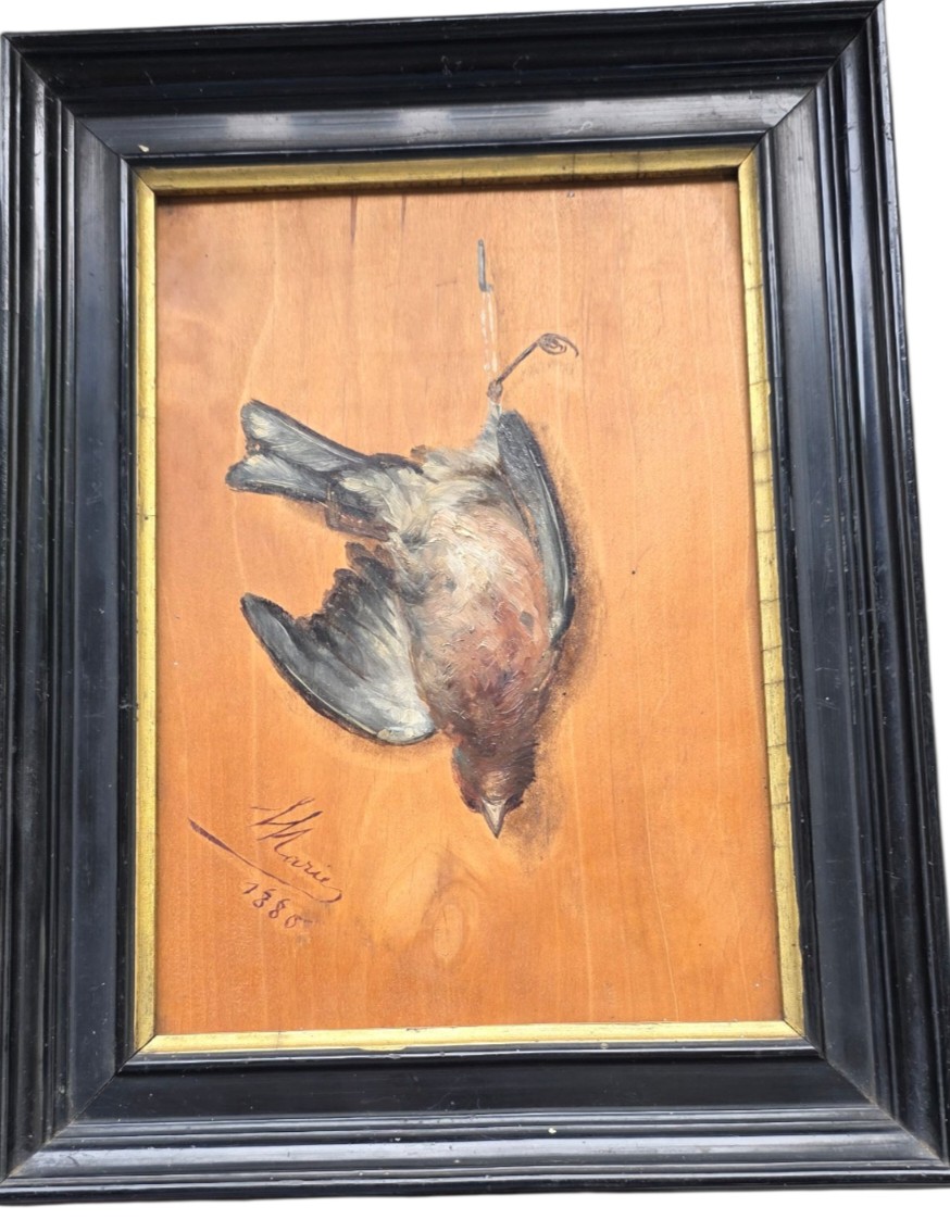 Oil On Trompe l'Oeil Panel Signed Marie 1880
