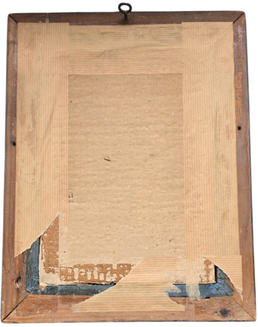 Huile sur bois en trompe l'oeil passereau chardonneret signé Marie 1880 -photo-5
