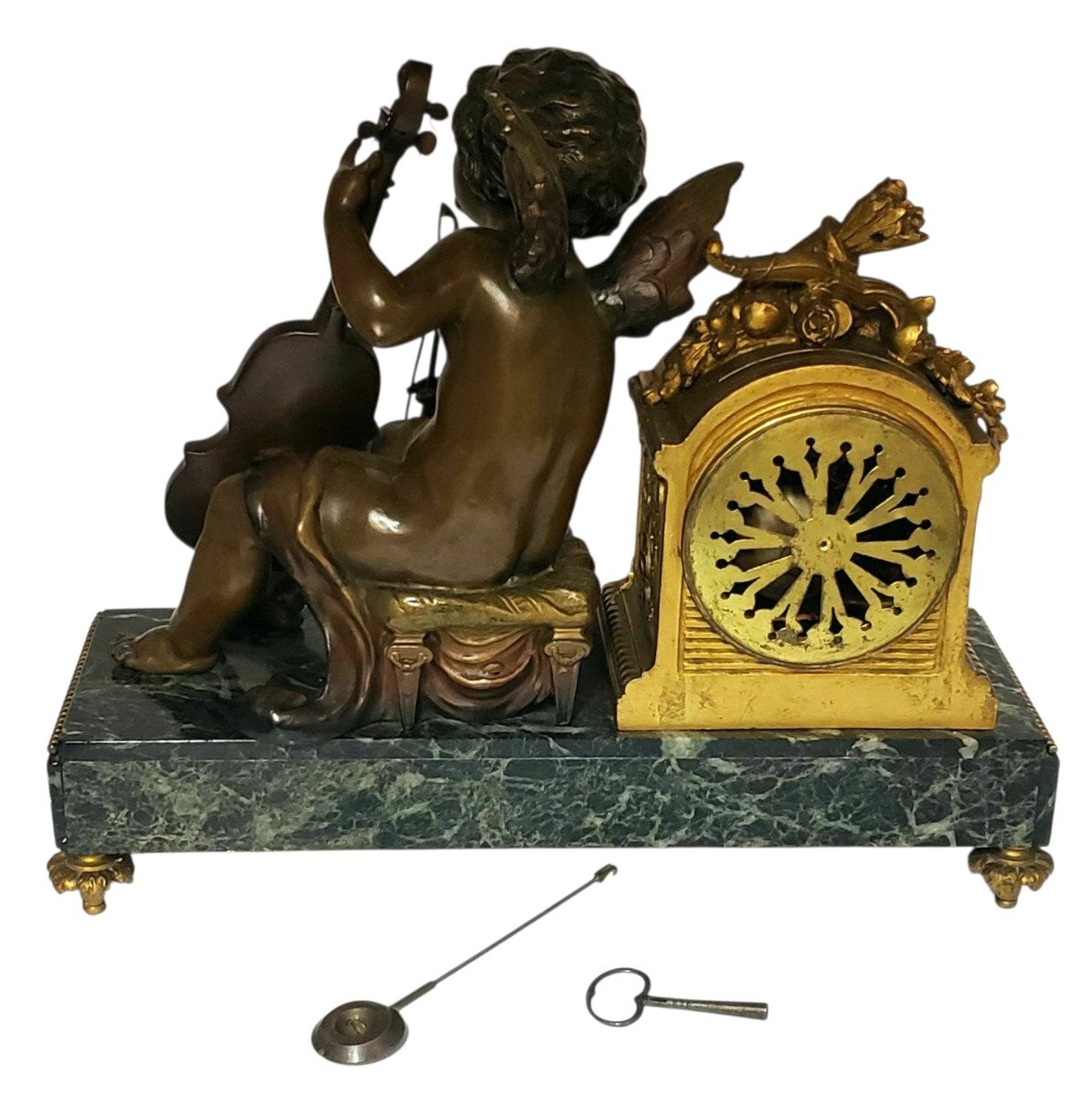 Moreau Mantel Trim With Bronze Patina Cello Player-photo-4
