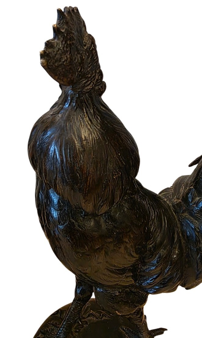 Comblera Alexandre Paul Cockerel Bronze Patina Medal 19th Century-photo-3