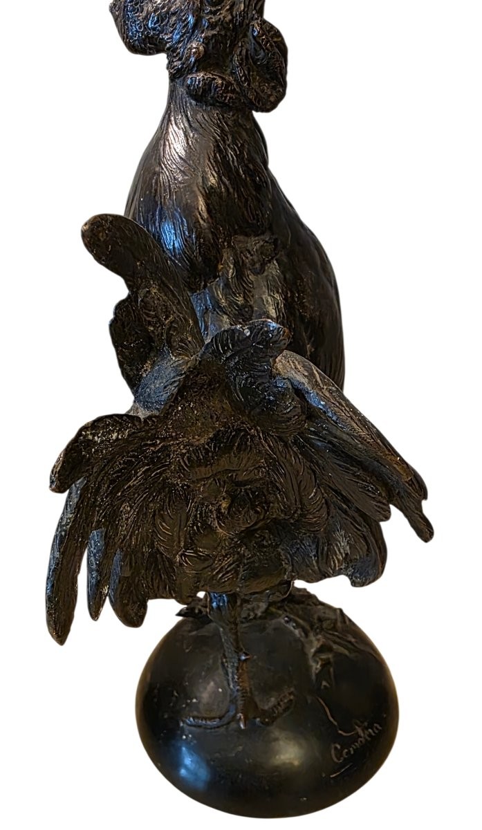 Comblera Alexandre Paul Cockerel Bronze Patina Medal 19th Century-photo-4