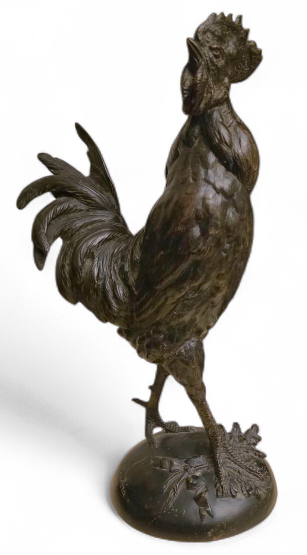 Comblera Alexandre Paul Cockerel Bronze Patina Medal 19th Century