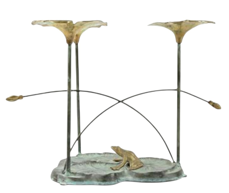 Jivko Prague Bronze Coffee Table Base Featuring A Frog On Three Water Lilies-photo-2