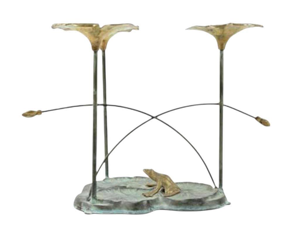 Jivko Prague Bronze Coffee Table Base Featuring A Frog On Three Water Lilies-photo-4