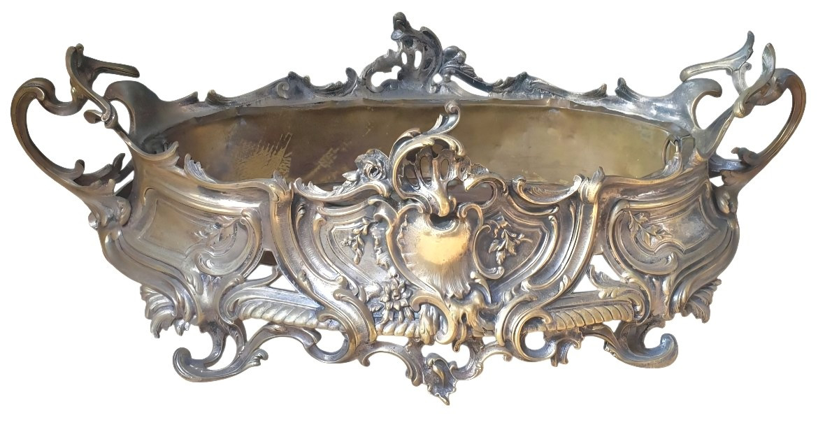 Grande Jardinière de table en bronze massif XIXeme -photo-2