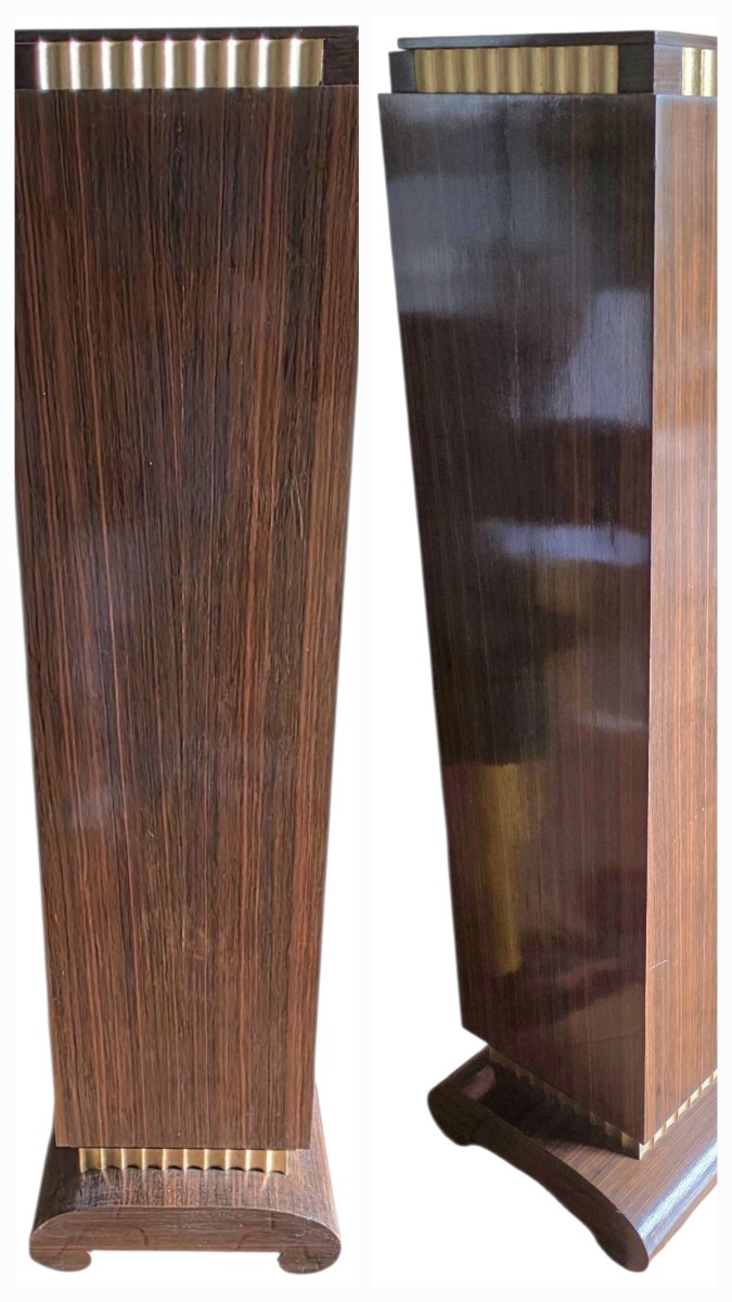 Jacques émile Ruhlmann Pair Of Column Sheaths In Macassar Ebony Veneer