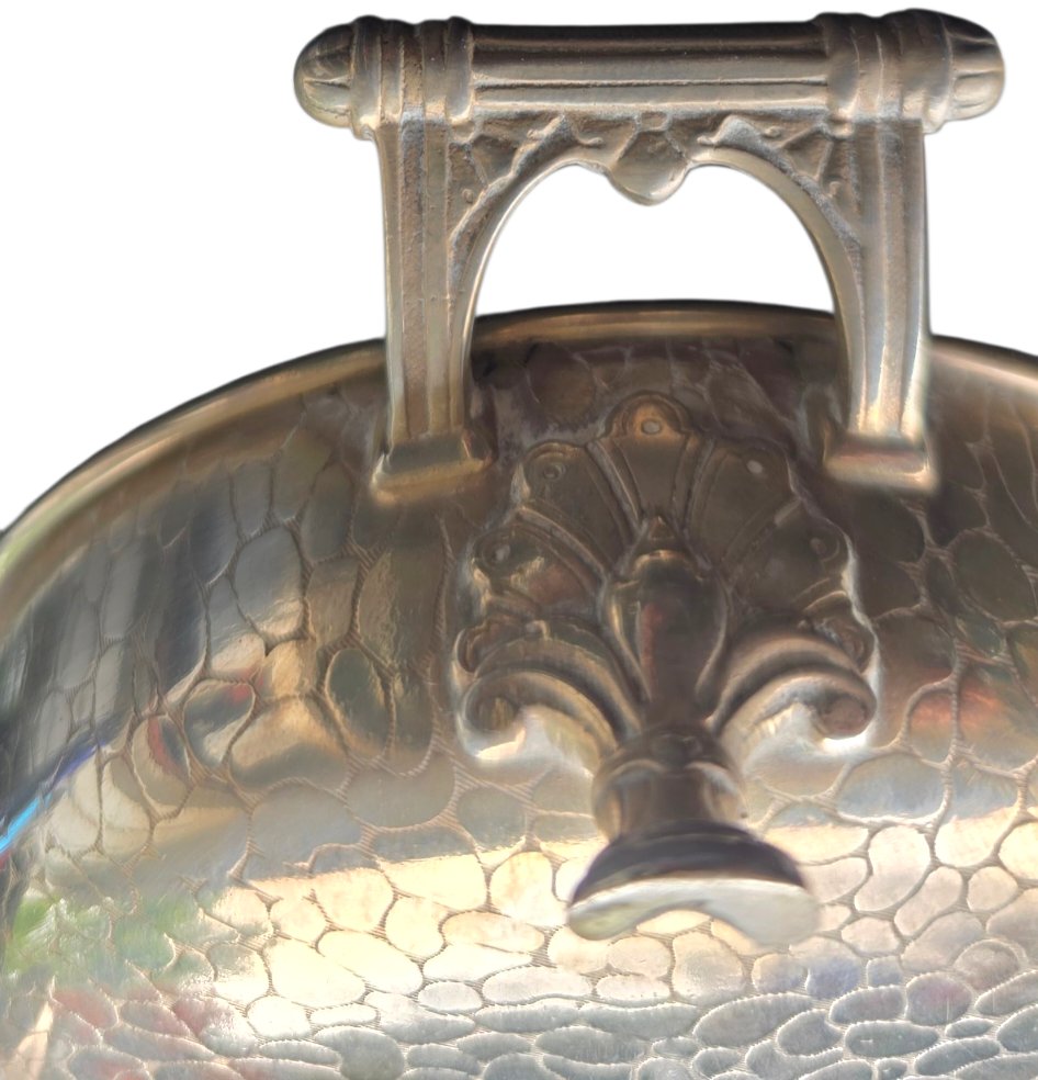 Wmf beurrier ancien en métal argenté et verre irisé circa 1930 -photo-1