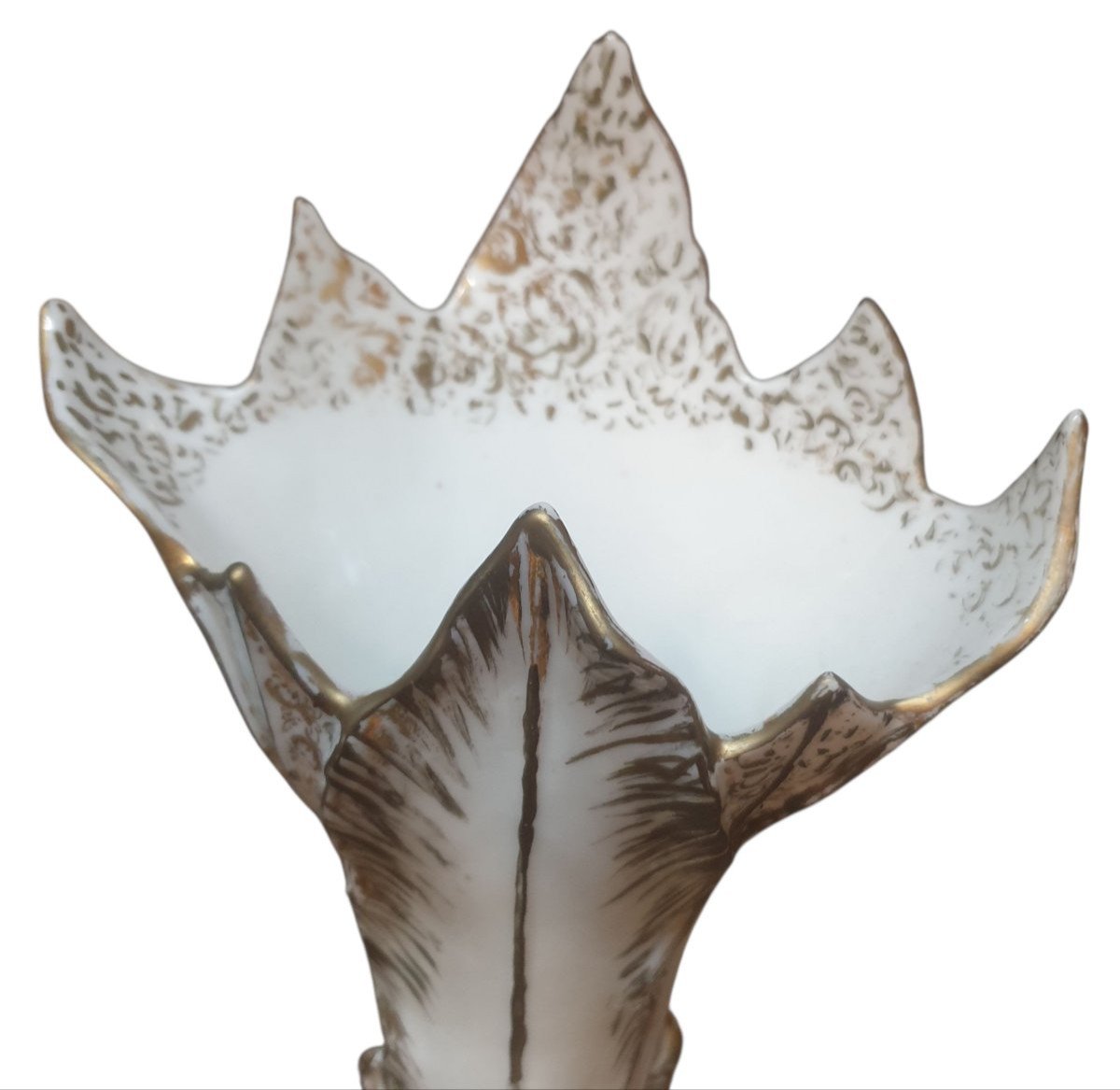 Paire de grand vases en porcelaine de Paris dorure et polychrome XIXeme -photo-2
