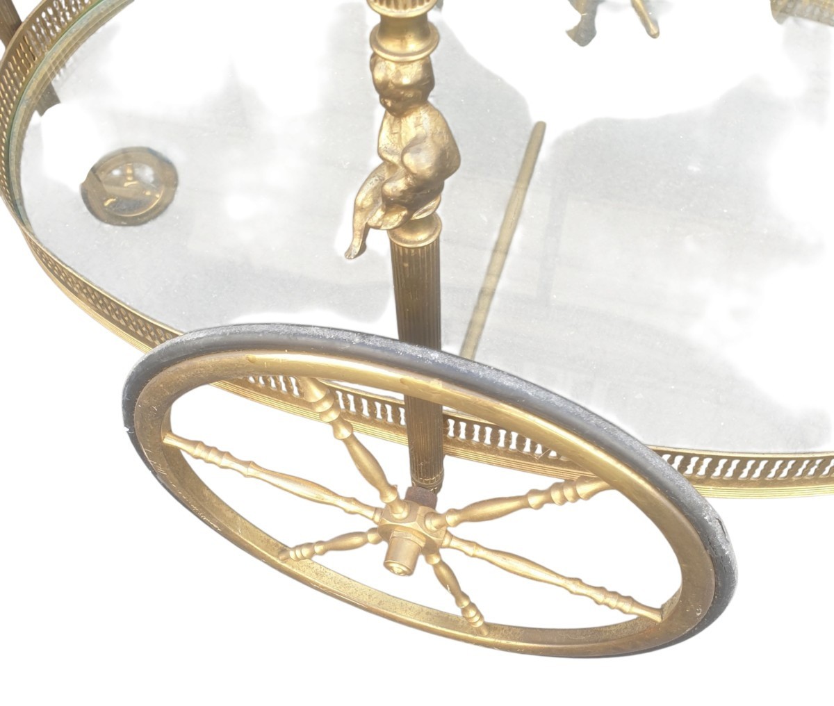 Maison Bagues Oval Brass Rolling Table For Maison Baguès-photo-2
