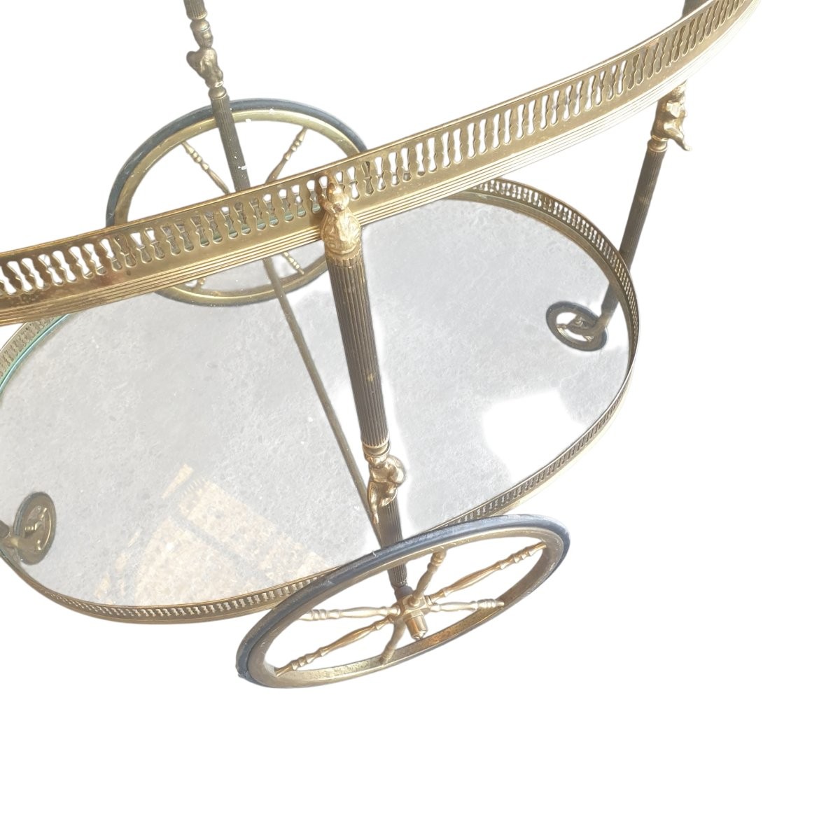 Maison Bagues Oval Brass Rolling Table For Maison Baguès-photo-3