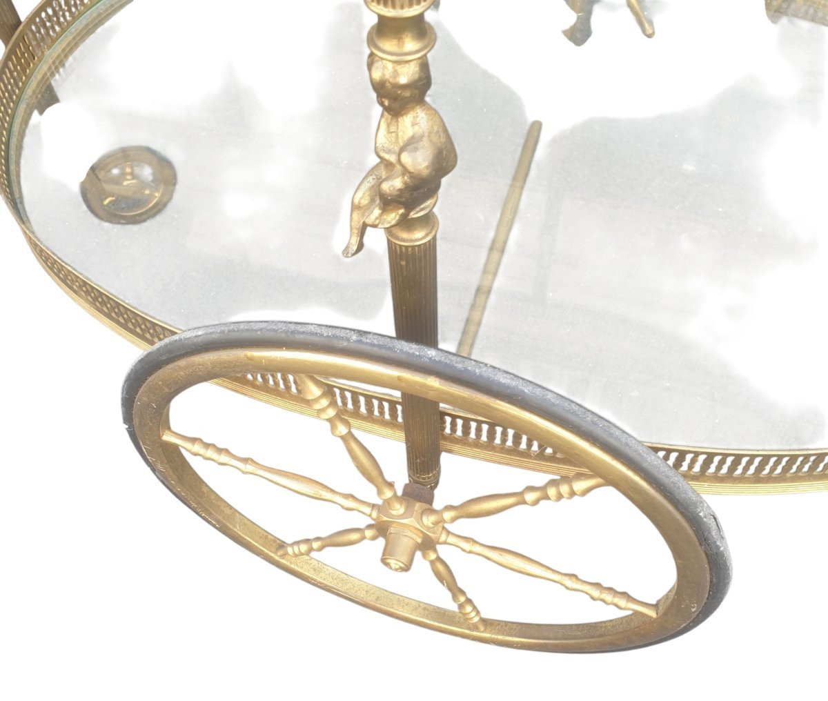 Maison Bagues Oval Brass Rolling Table For Maison Baguès-photo-4