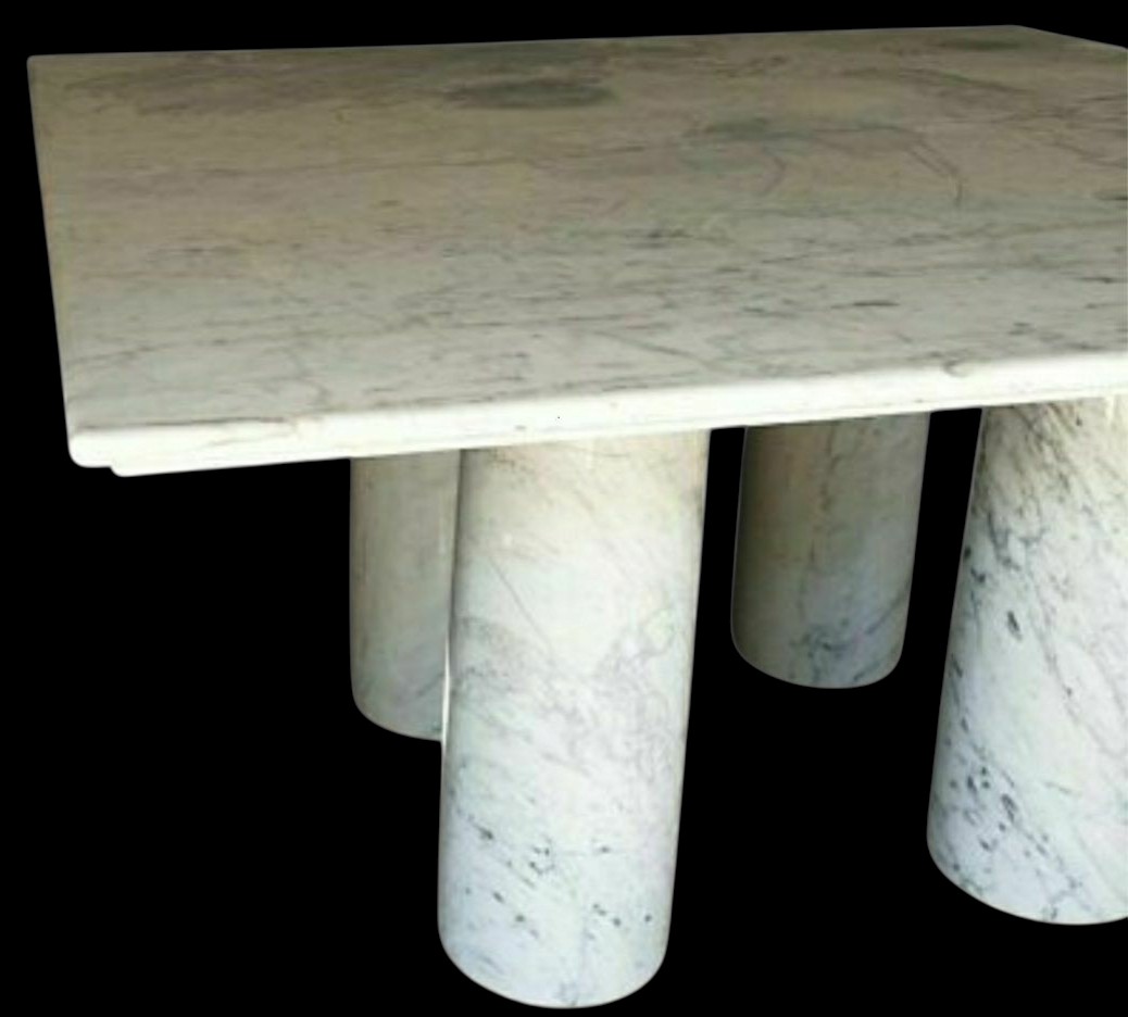 Mario Bellini Table de salle à manger en marbre blanc de carrare circa 1970-photo-2