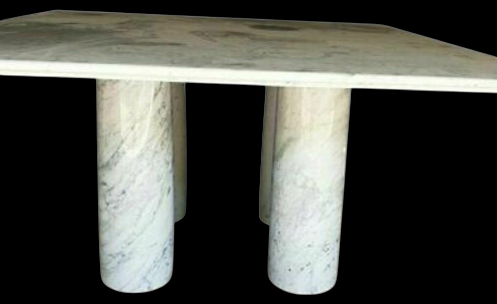 Mario Bellini Table de salle à manger en marbre blanc de carrare circa 1970-photo-4