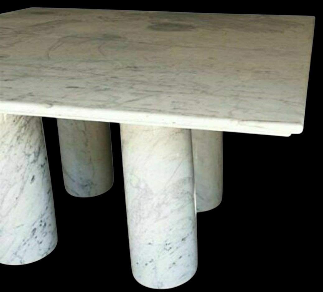 Mario Bellini Table de salle à manger en marbre blanc de carrare circa 1970-photo-5
