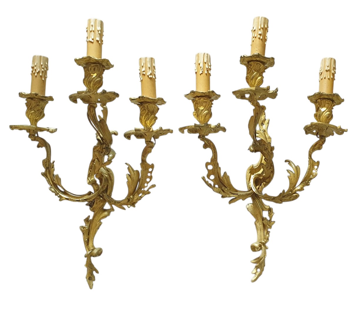 Pair Of Louis XV Ormolu Sconces Circa 1880 Napoléon III-photo-4
