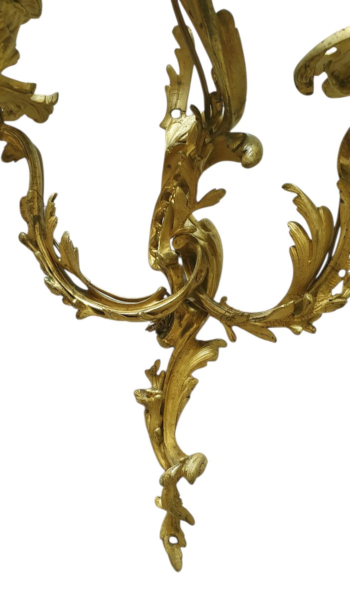 Pair Of Louis XV Ormolu Sconces Circa 1880 Napoléon III-photo-5