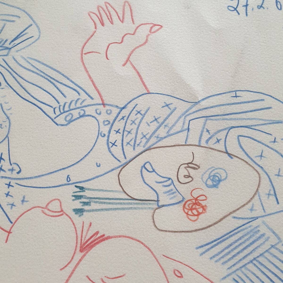 Pablo Picasso tres grande gravure couleur signe au crayon sur papier d'arche -photo-4