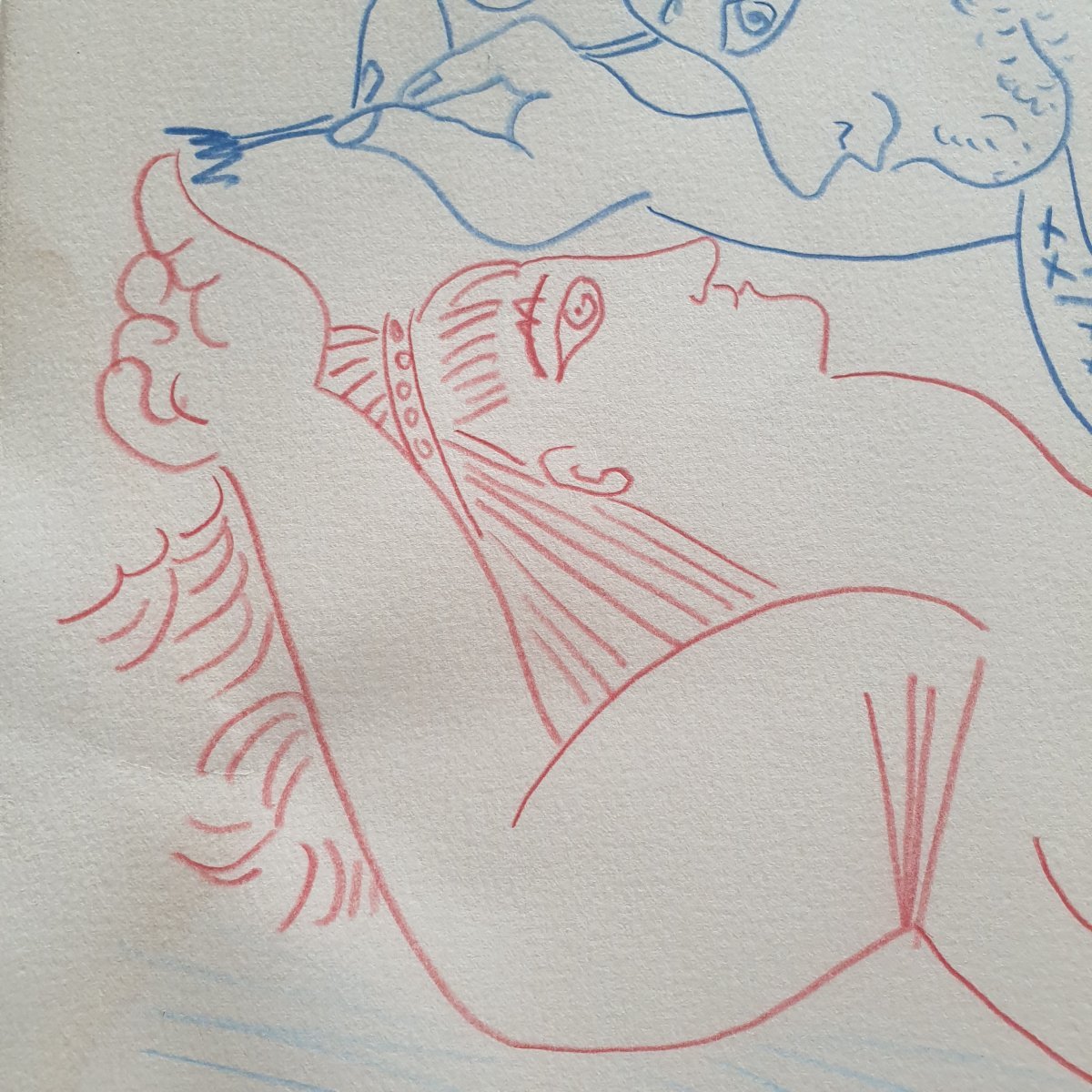 Pablo Picasso tres grande gravure couleur signe au crayon sur papier d'arche -photo-5