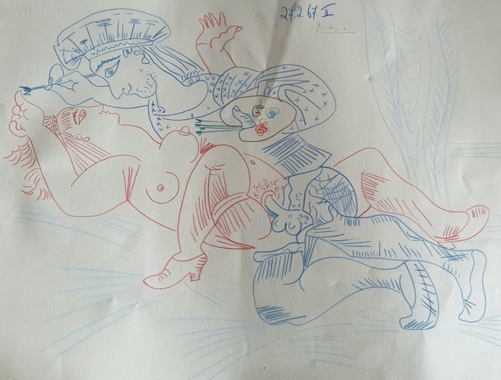 Pablo Picasso tres grande gravure couleur signe au crayon sur papier d'arche 