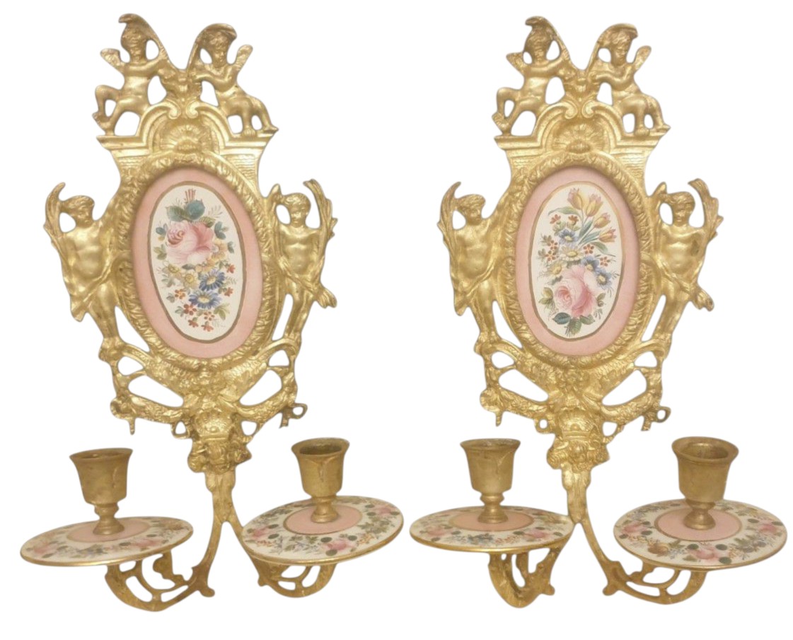 Pair Of Ormolu Sconces In Sèvres Porcelain 19th C. 1850