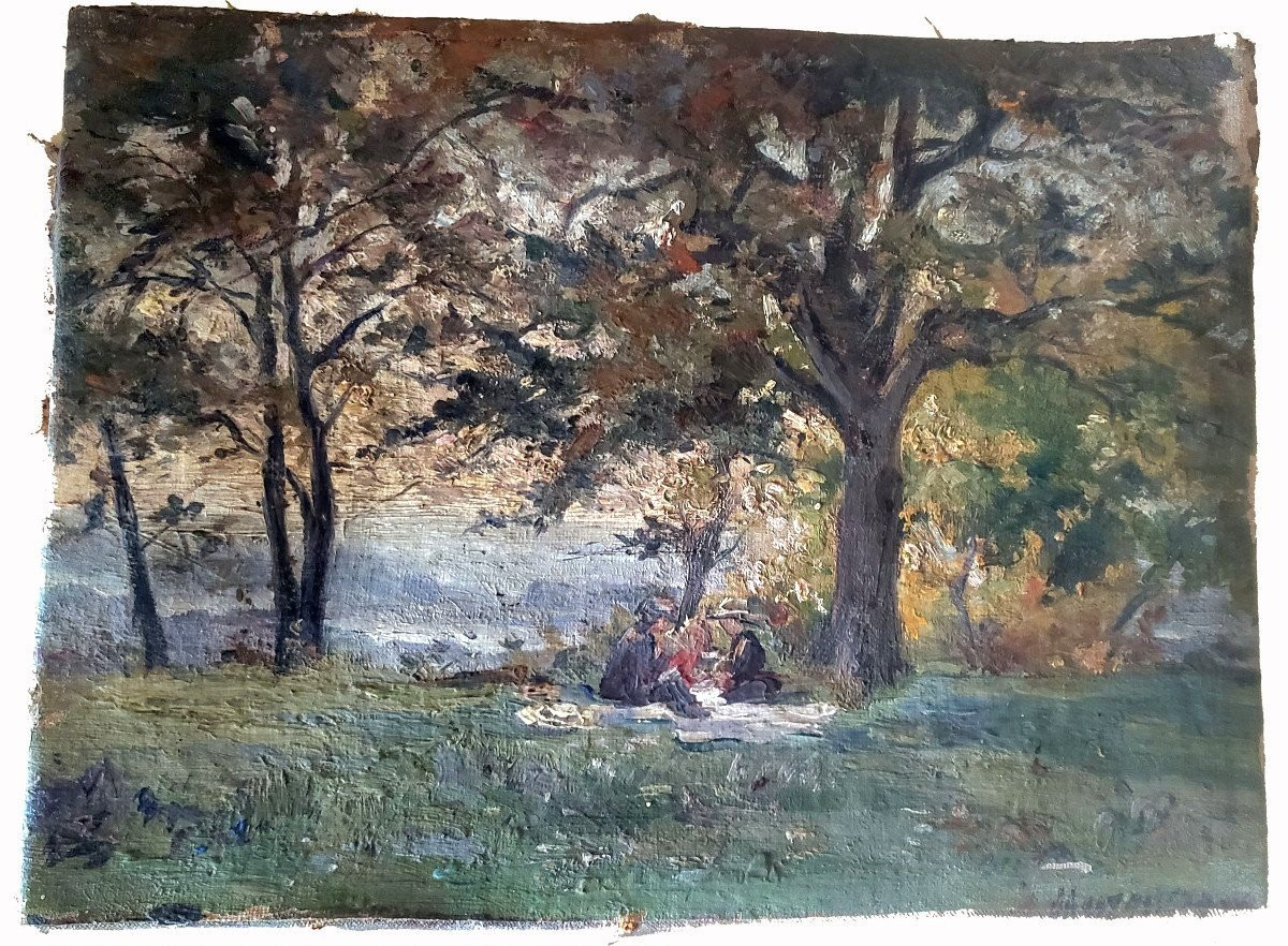 Impressionist Dejeuner Sur l'Herbe Oil On Canvas-photo-4