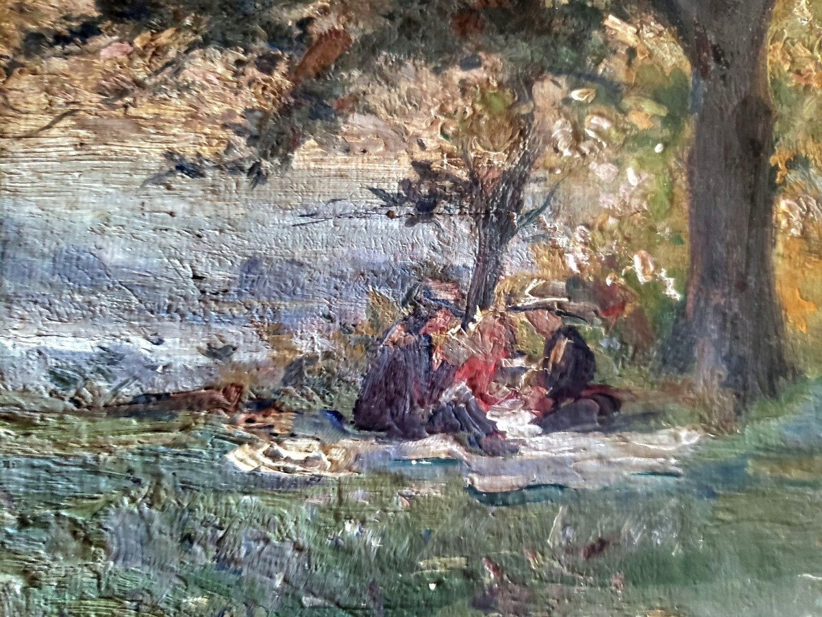 Impressionist Dejeuner Sur l'Herbe Oil On Canvas
