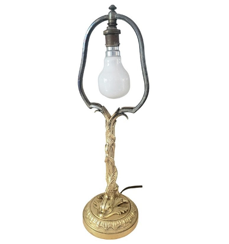 Gilded Bronze Desk Lamp Model Au Dauphin 19th Century-photo-3