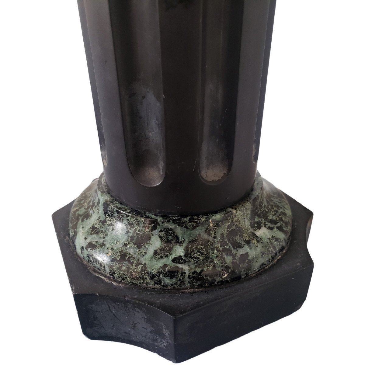 Vase Warwick Sur Piédestal Grand Tour Deux Patines Bronze Et Marbre XIXeme-photo-2