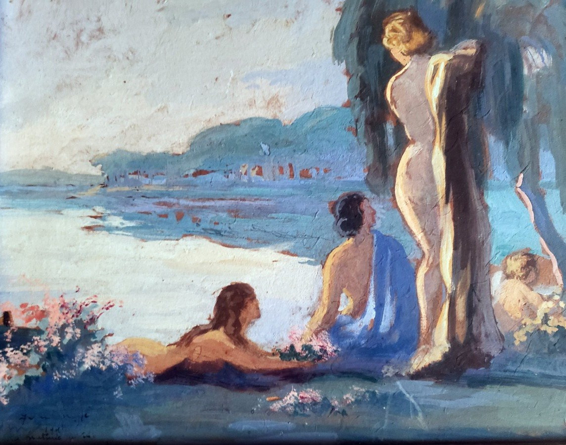 pierre puvis de chavannes gouache matinée d'été signé 