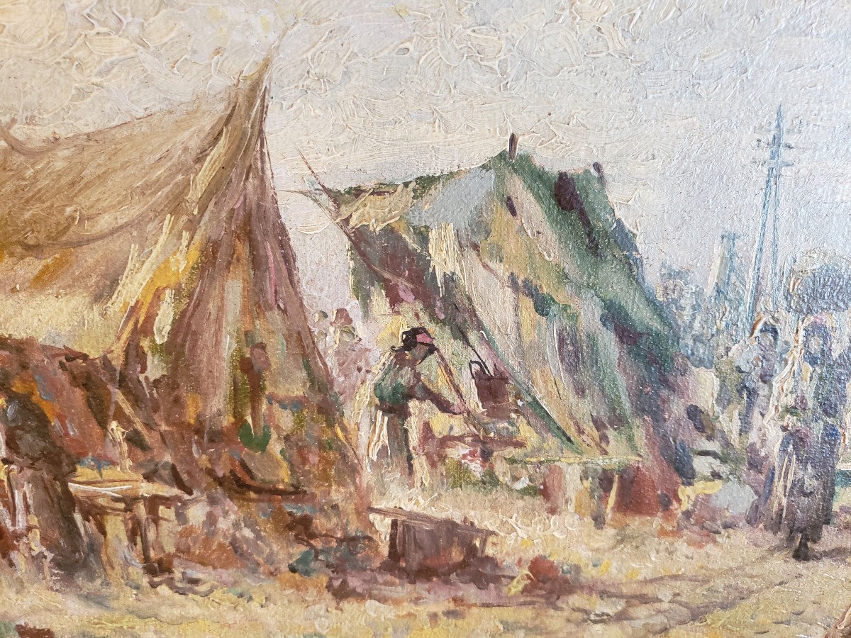Huile sur toile orientaliste marché a Alger école italienne signé -photo-6