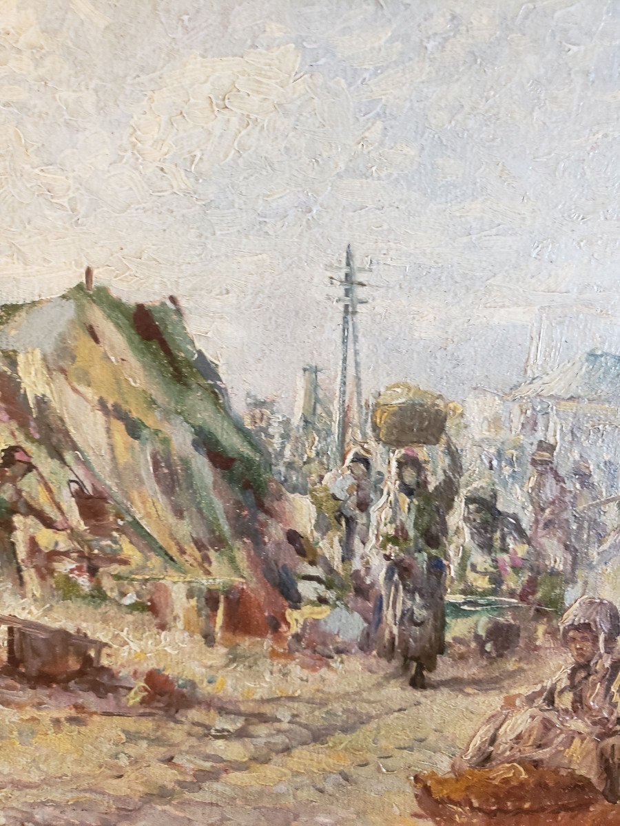 Huile sur toile orientaliste marché a Alger école italienne signé -photo-7