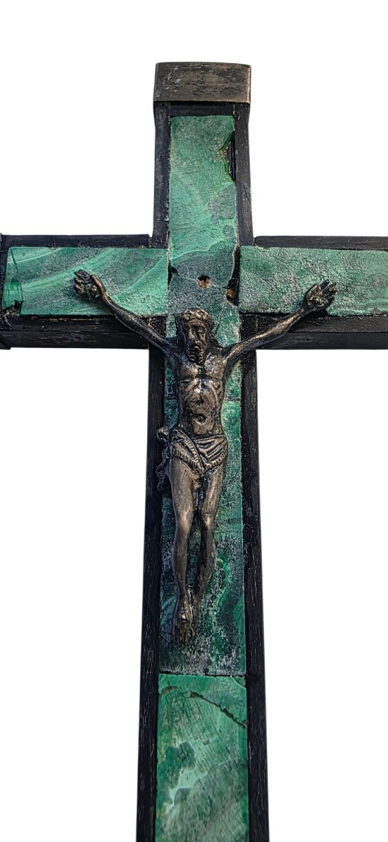 18em Bishop's Pectoral Cross In Malachite And Sterling Silver-photo-2