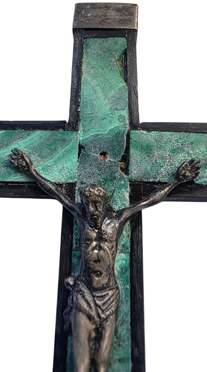 18em Bishop's Pectoral Cross In Malachite And Sterling Silver-photo-2