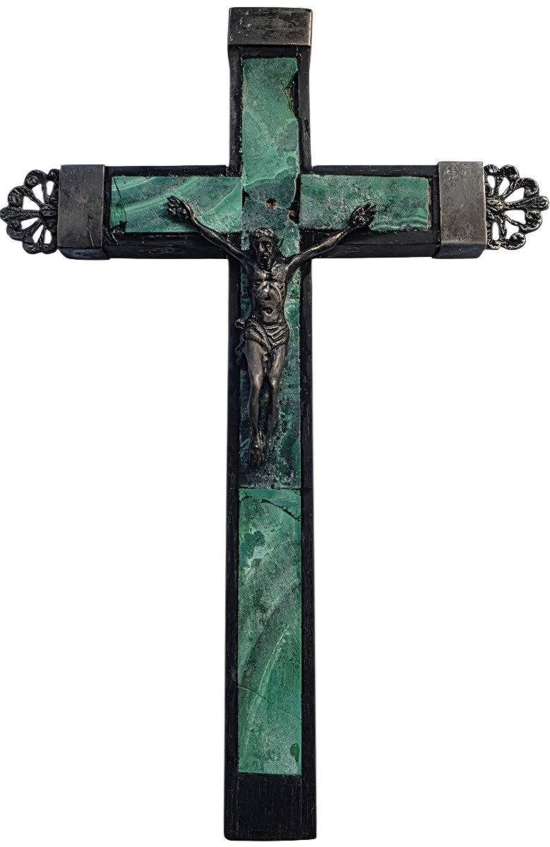 18em Bishop's Pectoral Cross In Malachite And Sterling Silver