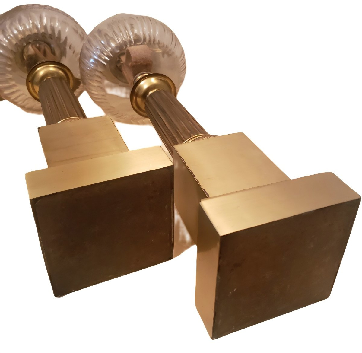 Paire de lampes carcel bronze doré d'époque Empire -photo-4