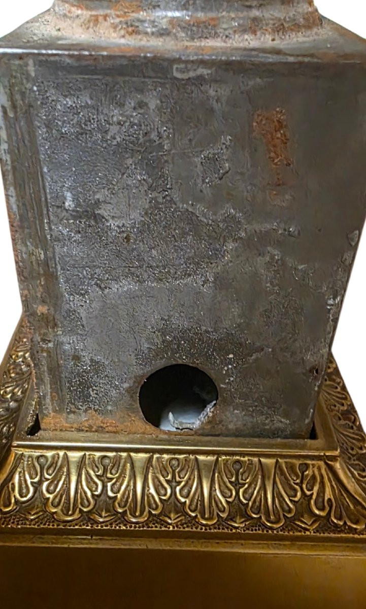 Paire de lampes carcel bronze doré d'époque Empire -photo-3