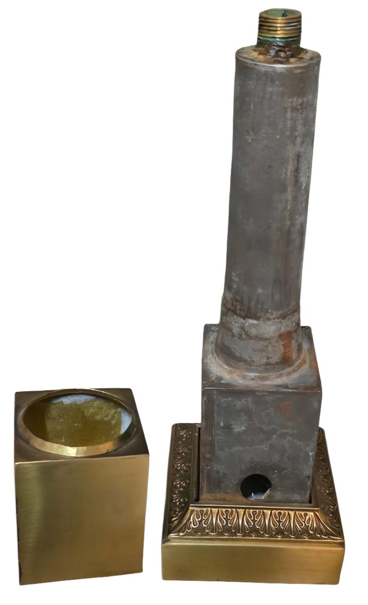 Paire de lampes carcel bronze doré d'époque Empire -photo-4